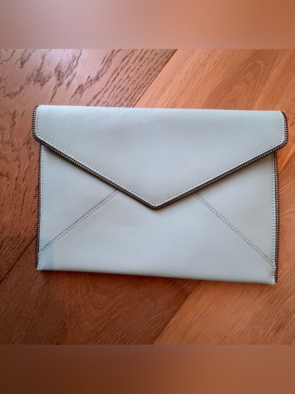 NWT Rebecca Minkoff Light Blue Envelope Clutch with Zip-Trim